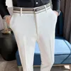 Pants Fashion Waist Stripes Suit Pants 2022 Summer Black White Slim Fit Trousers Mens Brand Formal Business Wedding Casual Pant Hombre