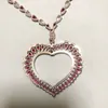 Collana da donna squisita alla moda con intarsio di diamanti verdi rossi con ciondolo a cuore grande placcato in oro con catena a clavicola a forma di goccia