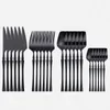 Dinnerware Sets 24Pcs Matte Western Cutlery Frosted Set Black Stainless Steel Kitchenware Knife Fork Spoon Flatware