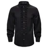 Chemises décontractées pour hommes noir gothique hommes Vintage militaire à manches longues simple boutonnage plissé Style Punk chemise mâle rétro hauts Camisas