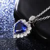 Pendant Necklaces Temperament Women's Glamour Jewelry Blue Sapphire Heart Necklace For Women Wedding Engagement Silver JewelryPendant