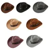 Bérets Western Cowboy Hat Roll Up Brim Sombrero Caps Rétro Feutre Mexicain Jazz Thème Party AccessoiresBérets BéretsBérets Pros22