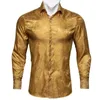 Мужские платья рубашки Barry.Wang 4xl Luxury Gold Paisley Silk Men Men Casual Flower For For Fort Fort By By-0070men
