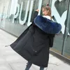 Women's Leather Haining Raccoon Dog Fur Coat Over The Knee Pai Overcome Middle And Long Detachable & Faux