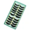 رموش كاذبة 10 أزواج من Cross Cross Natural Mink Slim Lashes 3D Faux Faux Long Extension Pack