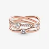 Crystal Diamond Wedding Rings för Pandora 18K Rose Gold Party Jewelry Designer Ring Set For Women Girl Girl Gift 100% 925 Silver Ring With Original Box