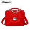 الأكياس المسائية AINVOEV سلسلة أزياء الكتف Crossbody Bag Bag Pu tote للنساء حقائب اليد كبيرة السعة القطن الفضاء البسيط