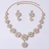 Exquis cristal fleur perle ensembles de bijoux pour femmes mariage fête bijoux accessoires boucles d'oreilles collier ensemble cadeau