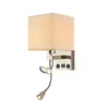 Wall Lamp Modern Simple USB Port Charging El Bedroom Bedside Square Fabric Sconce With Led Spotlight Rocker Switch