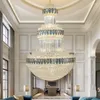 Lampade a sospensione LED Modern Duplex Villa Floor Lussuoso lampadario di cristallo Light Luxury El Lobby Reparto vendite Lampada display faro