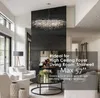 Kroonluchters rechthoek kroonluchter voor eetkamer foyer moderne kristallen verlichting grote hoge plafonds hangers zilver 57 ''