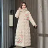 Kadın Trençkotları 2023 Etnik Stil Retro Ağır İşlemeli Pamuk Ceket Kadınların Kendi Kendini Takım Disk Düğmesi Kış Kalın Uzun
