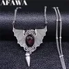 Pendentif Colliers Gothique Vampire Chauve-Souris Aile En Acier Inoxydable Collier Pour Femmes Argent Couleur Witchy Cadeau Hip Hop Bijoux Chaîne N4031S02Pendentif