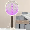 Andra hemträdgård 2in 1 Electric Insect Racket Swatter Zapper Mosquito Swatter Killer Lamp USB Raddbar Electric Bug Zapper Fly Swatter Trap 230526