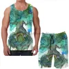 Men's Tracksuits Summer Funny Print Men Tank Tops Women Old Oak Tree Beach Shorts Sets Fitness Vest