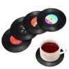 Nya retro Vinyl Records Coasters Car Anti-Slip Mat Creative Coffee Mug Pads 2/4/6st värmebeständig silikondyna Auto-tillbehör