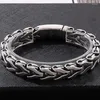 Link Bracelets Vintage 12MM V Shape Chain Strap Bracelet Men's In Stainless Steel Solid Metal Bangle Man Male Jewelry Accessories