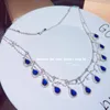 Pendentif Colliers Designer Bijoux Plein Zircon Simulé Sri Lanka Royal Sapphire De Luxe Banquet Fête En Forme De Poire Collier Pour FemmesPendentif