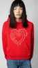 zadig et voltaire Designer Sweatshirt New Fashion Letter Patchwork Love Hot Diamond Inner Lining Fleece Red Women Hoodies