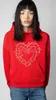 Zadig et voltaire Felpa firmata New Fashion Lettera Patchwork Love Hot Diamond Fodera interna in pile Rosso Felpe con cappuccio da donna