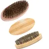 Natural Boar Hair Brestle Beard Mustasch Brush Rakningskam Män möter massage Rund trähandtag Handgjorda skäggborstar