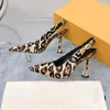 Dress Shoes Women Size35-42 Leopard Genuine Leather Pumps Slingbacks Super High Heels Chain Sandals Designer Zapatillas Mujer