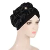 Grande fiore turbante per le donne cappucci hijab musulmani islamici africani headties perle pieghettate hijab avvolge la testa turbante bandana copricapo