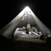 Tält och skyddsrum 3-4 Person Pyramid Tent Shelter Ultralight Outdoor Camping Teepee med snödjol med skorsten hål vandring ryggsäck tält 230526