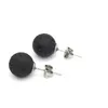 Boucles d'oreilles à tige 8mm 10mm perle de pierre de lave noire naturelle bricolage diffuseur d'huile essentielle roche bijoux d'oreille en acier inoxydable