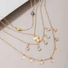 Cadeias Bohemian Clear Rhinestone Tassel Pingente Colar para mulheres Angel Eyes Multilayer Gold Color Alloy Metal Jewelry 9954