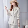 Tweedelige broek voor dames 2023 Autumn Winter Ladies Blazer Women Business Suits With Pant and Jackets Sets Office Pansuits Work Wear Cleren