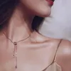 Цепи бренд чистый 925 серебряный серебряный украшение для женщин на пляжном ожерельем с водой капля кисточки подвески Сдвиг каменной дизайн летний шейс