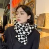 Scarves Unisex Winter Warm Soft Black White Plaid Scarf Women Men Check Long Neck Double Layer Knitted