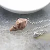 Pendant Necklaces Natural Stone Quartz Healing Pendulum Gem Silver Plated For Divination Cone Crystal Hexagonal Pointed Necklace Jewelry