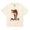 Rhude Tshirt Designer Mode Kleding Tshirt Trendy Amerikaanse Ins Hoge Losse Print Heren Dames Katoen Ronde Hals Korte Mouw 240