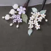 Cabelos de cabelo chineses cabelos florais hanfu sticks hanfu para mulheres pauzinhos de pão de pérola de flor de madeira jóias de aperto antigo