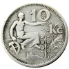 1931 Argento 10 Korun Moneta Cecoslovacchia Republika Ceskoslovenska silverpläterade kopieringsmynt