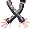 5Pair Creative Mid Length Cross Hollow Out Holes Party Gloves Female Fashionable Black Stretch Breattable Mantens