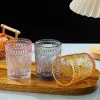 Dricker vintage vattenglasögon emed romantisk glas tumlare för juice drycker öl svans 528