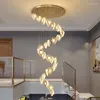 Pendant Lamps LED High-end Duplex Stair Heart Shaped Crystal Chandelier Light Luxury Villa Pick Empty Rotary LOFT Lamp