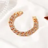 Charm Armband Fashion Luxury Iced Out Cuban Link Chain Armband för kvinnor Män Guld Silver Color Bling Rhinestone Jewelry
