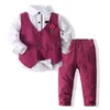 Suits Autumn Kids Boys Gentleman Clothes Outfits Långärmning Vit ShirtwaistCoatpants Formella 3st bröllop Birthday Dress Suit 230526