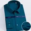 Men's Dress Shirts Men's Cotton Classic Non Iron Solid Shirt Pocket-less Design Long Sleeve Standard-fit Male Formal Business Social