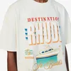 Designermodekläder T-shirts T-shirt Amerikanskt modemärke Rhude Sailing Cruiser Wave Lös rund hals Sommarpar Kortärmad Herr Halvärmad Ren bomull Tsh