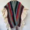 Xiaoxiangfeng Knitted Shawl Temperament Ruffle Edge New Cape Scarf Dual Use Long Shawl Overlay