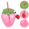 Din sets sets 4 pc's Hawaiian Party Supplies Beach Cup Kids Sippy Cups Straw Plastic Coffee Travel Deksel Peuter Water