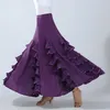 Gymkläder kvinnor modern danskläder kjol lång ruffle balsal kjolar standard flamenco kostym spansk klänning vals