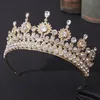 Clipes de cabelo Barrettes Forseven Gold Color Crown Barroce Crown Handmade Zircon Liga de Liga Rhinestone Bride Wedding Women Coubed Acessoryjl