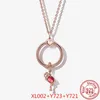 Collana in argento sterling 925 Collana con pendente a forma di cuore a forma di cuore Collana da donna Gioielli Pandora fai-da-te Collana classica con catena portacavi Consegna gratuita Spedizione gratuita