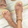 Sandaler för kvinnor elastisk casual bohemisk minimalistisk korsband glider strandskor tofflor kvinnor plattform sandaler och